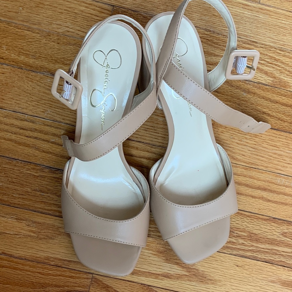 Elegant Nude Block Heel Sandals